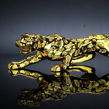 BNF Creative Cheetah Figurine Sculpture Art Crafts For Home Ornament Gold Xl Decorative Showpiece  -  12 cm