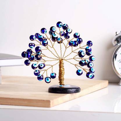Shubhanjali Evil Eye Tree for Home Decor Items Study Table Vastu Gifts Showpieces 50 Beads Decorative Showpiece  -  10 cm
