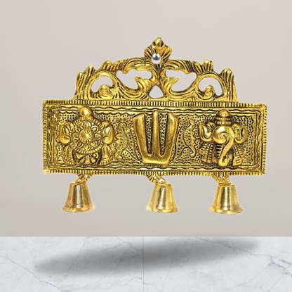 FEZSO Brass Plated Tirupati Main Door/Wall Hanging Shankh Chakra Namah & Latkan Home Decorative Showpiece  -  15.2 cm