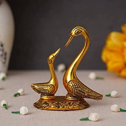 WEBELKART Gold Plated Pair of Kissing Duck Showpiece Decorative for Home Deco Decorative Showpiece  -  22.76 cm