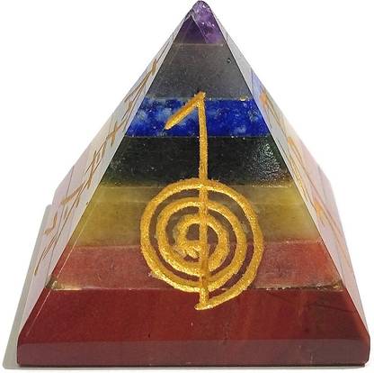 REIKI CRYSTAL PRODUCTS 7 Chakra Pyramid Reiki Healing Stone for Vastu Correction 30 mm Decorative Showpiece  -  3 cm