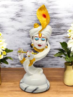 VIVARS CRAFT Lord Krishna Idol with Flute Statue Figurine Decorative Showpiece Decorative Showpiece  -  22.86 cm