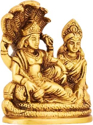 DARIDRA BHANJAN Laxmi Vishnu Statue Metal Finish Vishnu Laxmi Murti, Laxmi Vishnu Murti Decorative Showpiece  -  10 cm