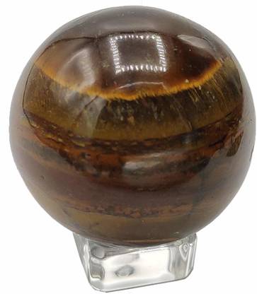 Plus Value Natural Tiger Eye Ball Sphere for Mental Strength & Courage Decorative Showpiece  -  7 cm