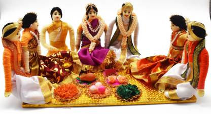 justhandmade Woolen Traditional Marriage Stage Set | Pelli Mandapam | Marriage Rituals Decorative Showpiece  -  15 cm