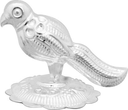 KMJ pure silver parrot idol for puja and gifting purpose (wt. 11.5 grams) Decorative Showpiece  -  3.5 cm