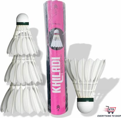 ETS Khiladi Badminton Feather Shuttlecock l Everything to Shop Feather Shuttle  - White