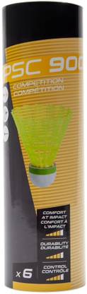 dynamics Decathlon, Plastic Shuttlecock, PSC 900x6, Yellow, Medium, (Set Of 6) Nylon Shuttle  - Multicolor