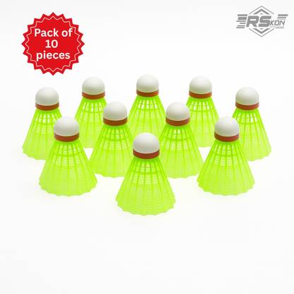 RSKON Neon Green Plastic Badminton Shuttlecock | Indoor Outdoor Shuttle | Plastic Shuttle  - Green