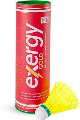 Exergy Gold Badminton Shuttlecock, 1 Can Nylon Shuttle  - Yellow