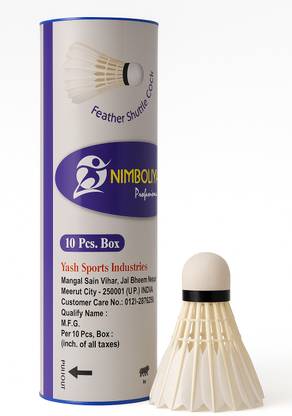 NIMBOLIYA Professional Goose Feather Badminton Shuttlecock Feather Shuttle  - White