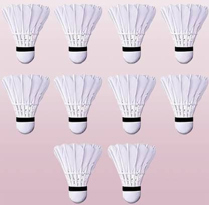 Toysolmanish Shuttlecock Of 10 Pc Set for Indoor & Outdoor Games Feather Shuttle  - White