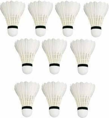ANITAB Shuttlecock Pack of 10 Feather Shuttle Cock (White R-10) Feather Shuttle  - White