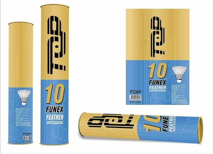 FunEx TOP PREMIUM FEATHER BADMINTON SHUTTLECOCKS (WHITE) PACK OF 10 Feather Shuttle  - White