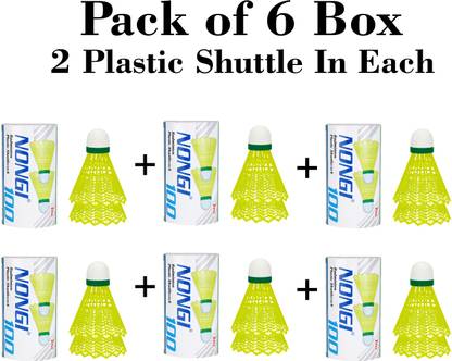 Nongi Badminton Plastic Shuttlecock 6 BOX for indoor and outdoor sports Plastic Shuttle  - Yellow