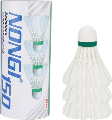 Nongi Badminton Feather Shuttlecock For Indoor and Outdoor Badminton Shuttle Sports Feather Shuttle  - White