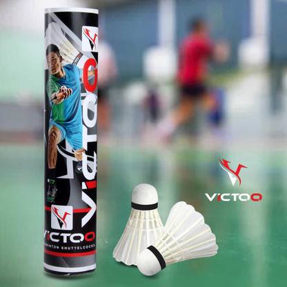 VICTOO Badminton Feather Shuttlecock For Indoor and Outdoor Badminton Shuttle Feather Shuttle  - White