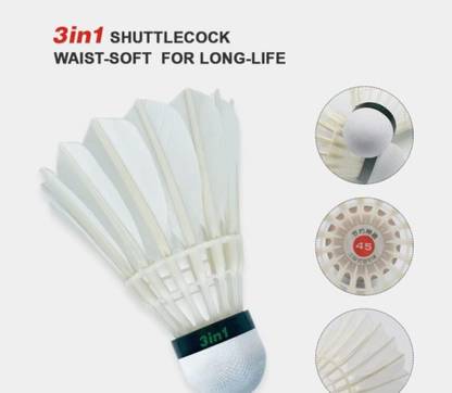 acers Badminton Hybrid 3in1 Shuttlecock Dmantis D45 Feather Shuttle  - White