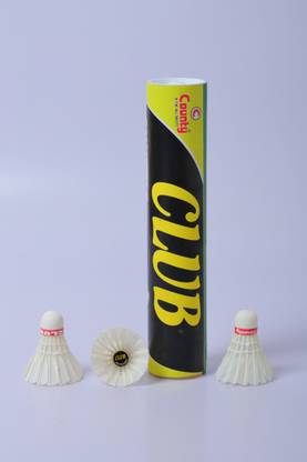County Club Shuttle Cock Pack of 10 Feather Shuttle  - White