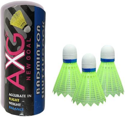 AXG NEW GOAL Basic Shuttlecock (Pack Of 3) Nylon Shuttle  - Green