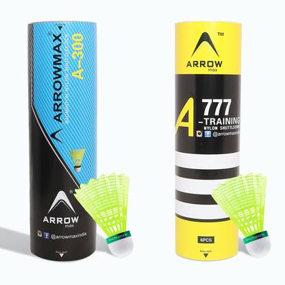 ArrowMax BADMINTON NYLON SHUTTLECOCK - RACKET SHUTTLE FOR KIDS ADULTS Nylon Shuttle  - Yellow