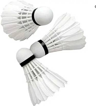 MNSPORTS bell shaped Feather Shuttle - White (Slow, 75, Pack of 3) Feather Shuttle  - White