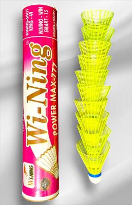 WINING Power Max 777 Badminton Plastic Shuttlecock – Durable & Affordable for Beginners Plastic Shuttle  - Yellow