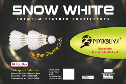 NIMBOLIYA SNOE WHITE Feather Shuttle – White  (Fast, 79, Pack of 10) at Rs. 299