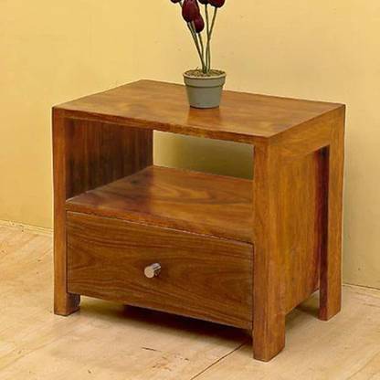 Devki Interiors One Drawer & One Shelf Wooden Bedside Table with Drawer Nightstand Lamp Table Solid Wood Side Table