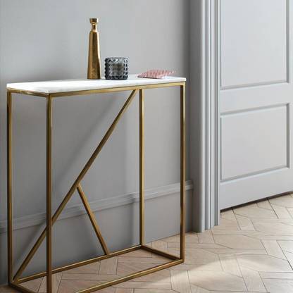 Ashutosh Crafting Engineered Wood Side Table for Living Room Hall Bedroom Office Metal Console Table