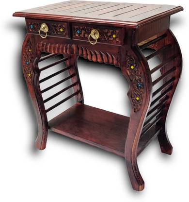 manzees Rosewood Multipurpose Bedside | Side Table with 2 Drawers | living Room Table Solid Wood Bedside Table