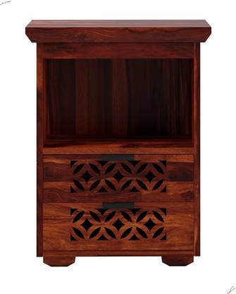 UNITEK FURNITURE Sheesham Wood 2 Drawer & Shelf, End Tables, Night Stand Table, Solid Wood Bedside Table
