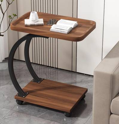 HOUSE OF QUIRK C-Shaped Corner Movable Coffee Table Square Sofa Side Table -52DX34WX60H Cm Solid Wood Corner Table