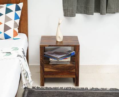 Woodefly 1 Drawer Bedside Table with Open Shelve Solid Wood Bedside Table