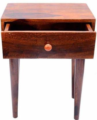 FURNISQUARE Solid Wood Side Table for Living Room | Wooden Bedside Table with Storage | Solid Wood Bedside Table