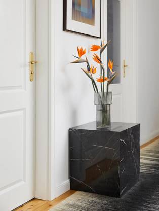 Radha Impex Modern Ebony Elegance Vein Cube Side Table Engineered Wood Side Table