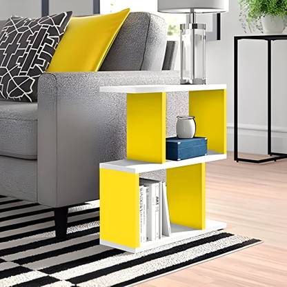 Artival Crafts Engineered Wood S Shape Bedside Table, NightStand (Blue & Black) Engineered Wood End Table