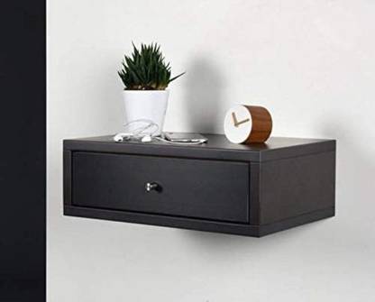 ONIJA Black Floating Bedside Table/nightstand with 1 Drawer Solid Wood Side Table