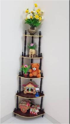 DPH 5 Shelf Wooden Corner, Multipurpose, Wall Corner Table, , corner stand for living room, Floor Standing, Home Décor, Wooden Corner, Wooden Wall Shelf