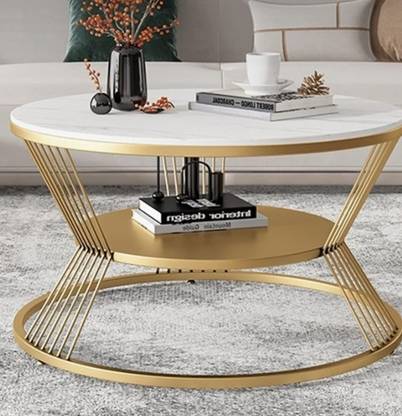 Unique Arts Shoppee Coffee Table, Modern Style Living Room Center Table,with A Marble Pattern MDF Metal End Table