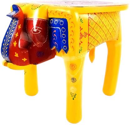 Apkamart Wooden Elephant Mouth Shape Stool | Decorative Wooden Stool for Living Room Engineered Wood Side Table