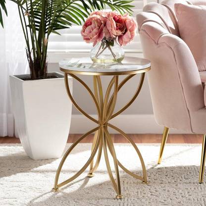 Craftmakers Maharaja Style Round End Table & Side Table for Small Spaces, Coffee Snack Table Metal Coffee Table