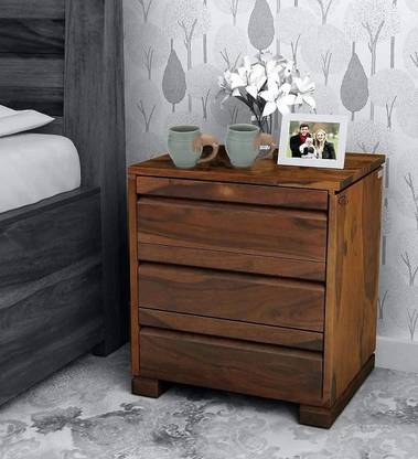 SHRI MINTU'S ART Sheesham Wood Bedside Table with 3 Drawer for Living Room Solid Wood Bedside Table
