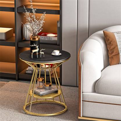 Smarts collection Side Table, End Tables Corner Table Living Room(Black-Golden) Metal Side Table