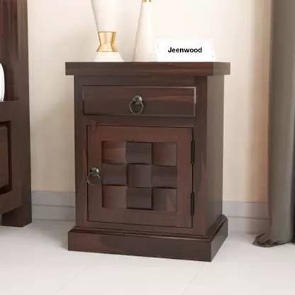 JeenWood Solid Wood Bedside Table