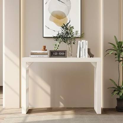 NG Decor 48" Narrow Wooden Entryway Table with Modern White Waterfall Console Table Engineered Wood Side Table