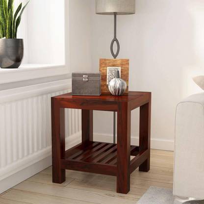 GenuineDecor Contemporary 2 Tier Rustic End Table Solid Wood End Table