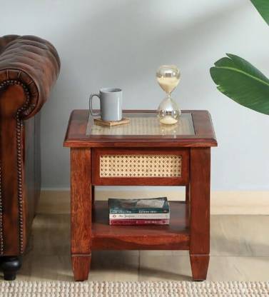 NOBLE ART Noble Art Solid Sheesham Wood Rattan Top 1 Drawer Bedside Solid Wood Bedside Table