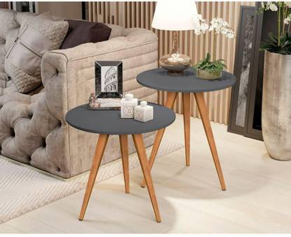 oxmic Wood Round Shape Three Legs Bedside Sofa Side Modern Coffee Table Modern Engineered Wood Console Table