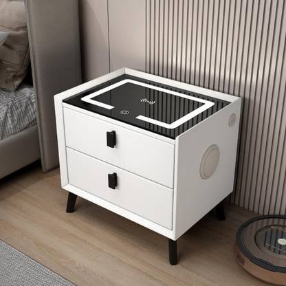 KD INDUSTRIES SMART TABLE/BEDSIDE TABLE WITH WIRELESS CHARGING ,BLUETOOTH SPEAKER , NIGHT LAMP Solid Wood Side Table